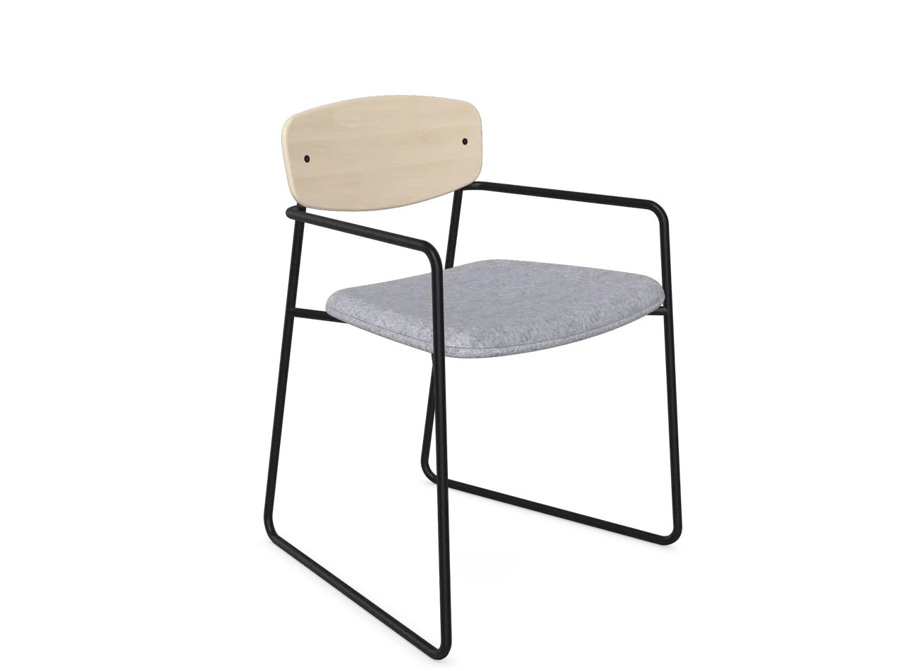 Faye Arm Chair - Sled - Part Upholstered, Chair