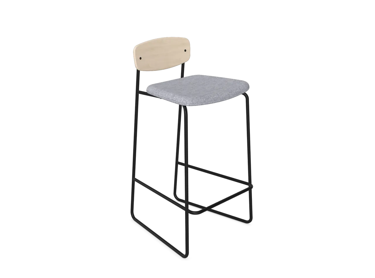 Faye Bar Stool - Sled - Part Upholstered, Stool