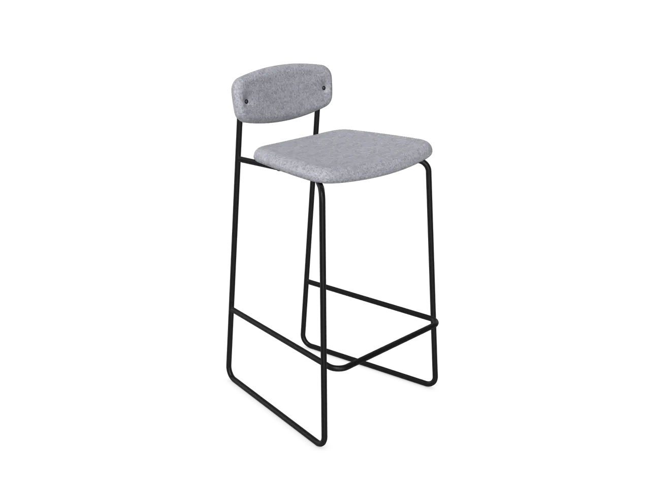Faye Bar Stool - Sled - Upholstered, Stool