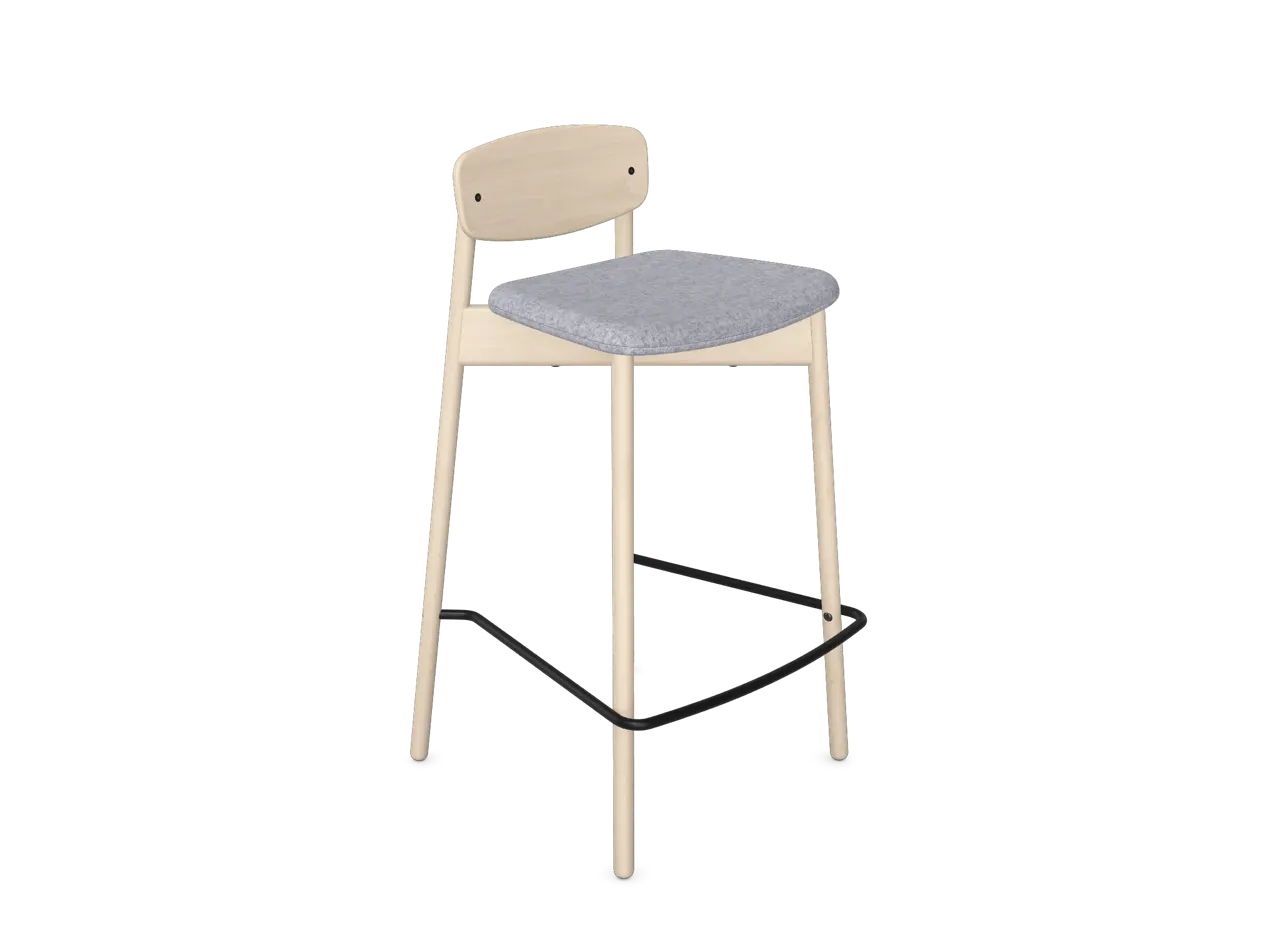 Faye Bar Stool - 4 Leg Wooden - Part Upholstered, Stool