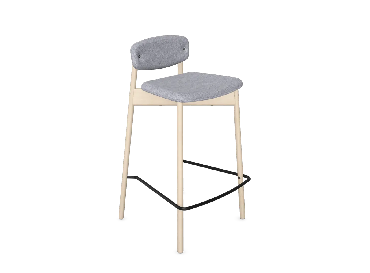 Faye Bar Stool - 4 Leg Wooden - Upholstered, Stool
