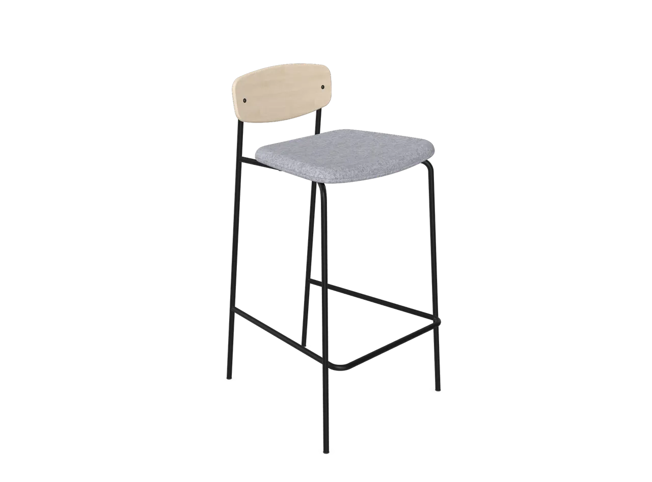 Faye Bar Stool - 4 Leg Metal - 650 - Part Upholstered, Stool